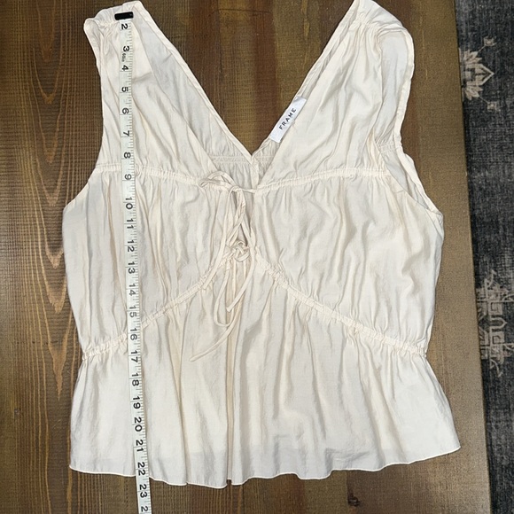 FRAME Tie-front ruched crinkled voile top sz. XL - Picture 5 of 5